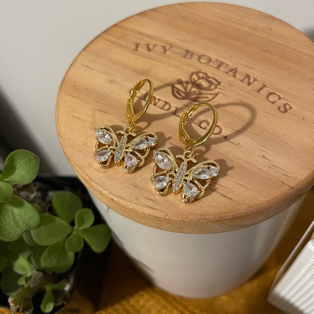 18K Gold Plated Butterfly Earrings